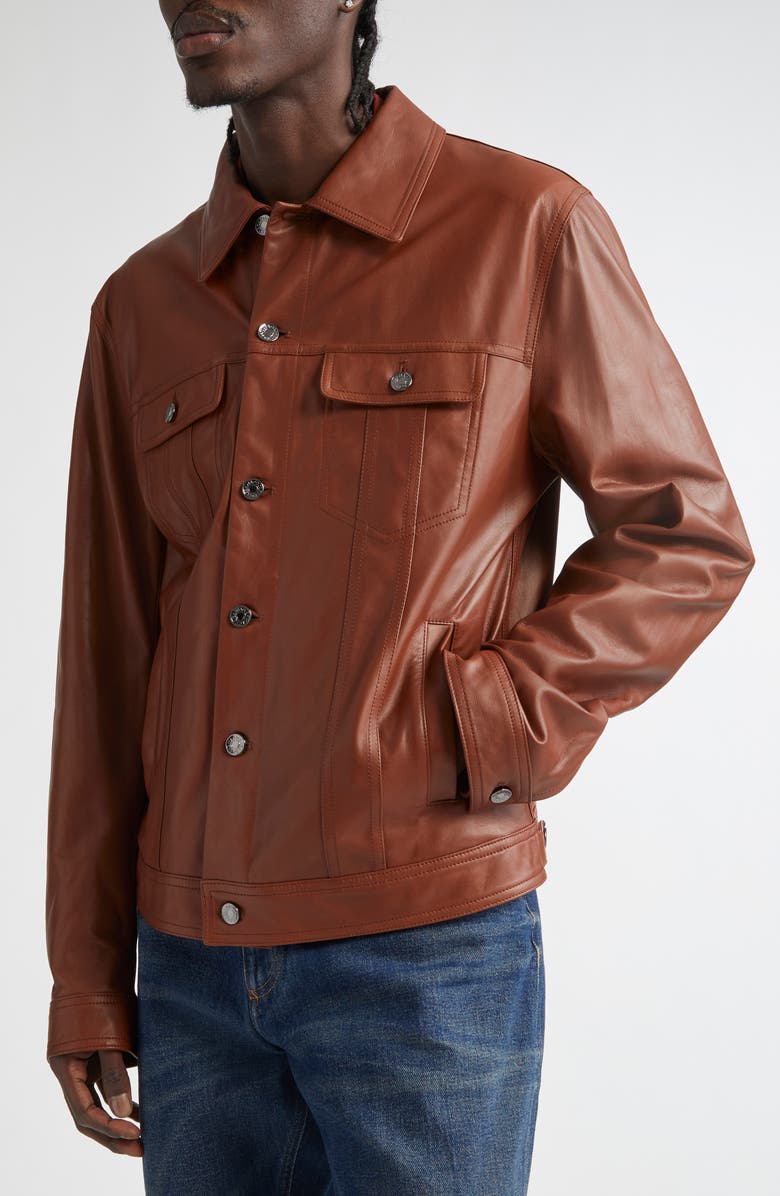 Dolce&Gabbana Leather Trucker Jacket, Alternate, color, A0227 Rame 2