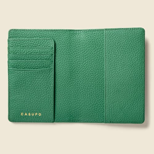 Casupo Leather Passport Wallet With Rfid Protection In Green