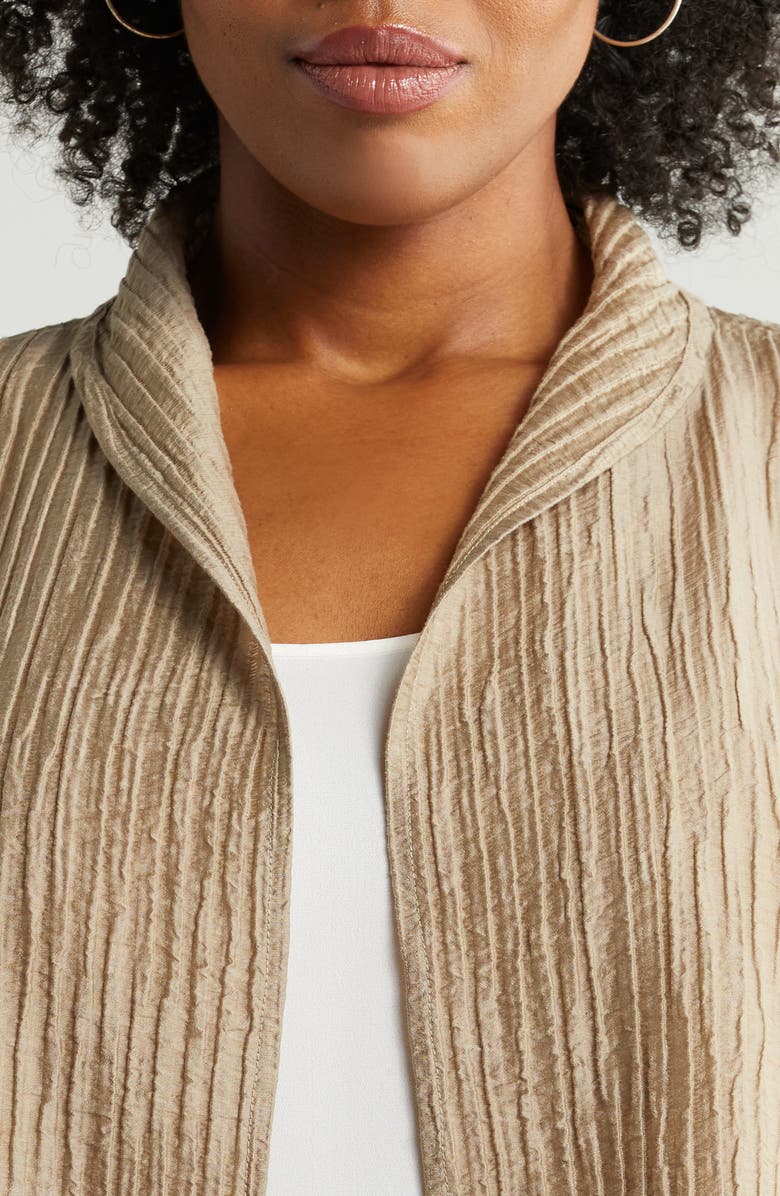 Eileen Fisher Textured High Collar Open Jacket, Alternate, color, 