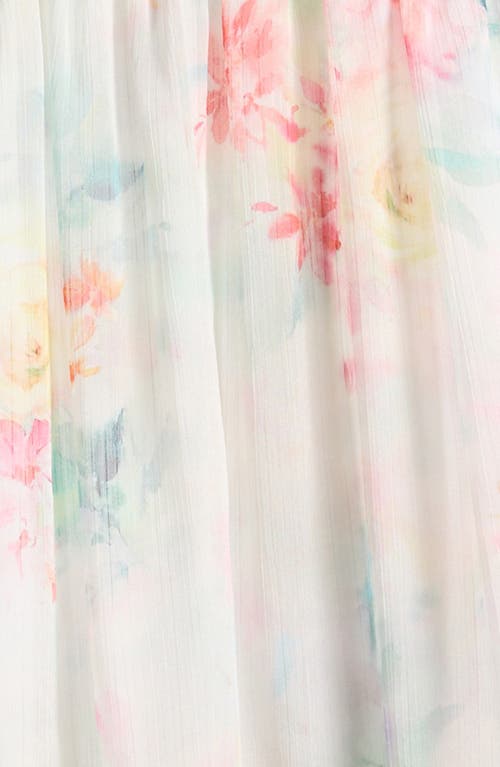 Ava & Yelly Kids' Print Ruffle Chiffon Maxi Dress In Ivory
