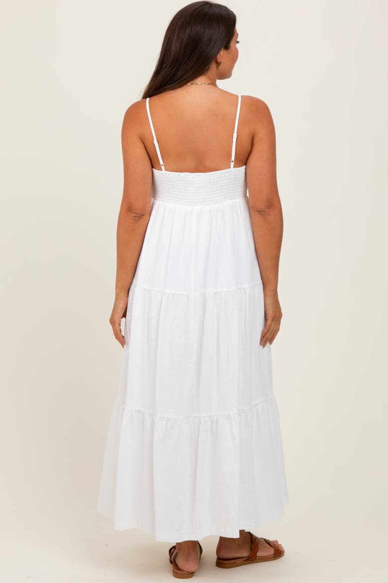 Crochet Flare Smocked Maxi Dress, Alternate, color, White