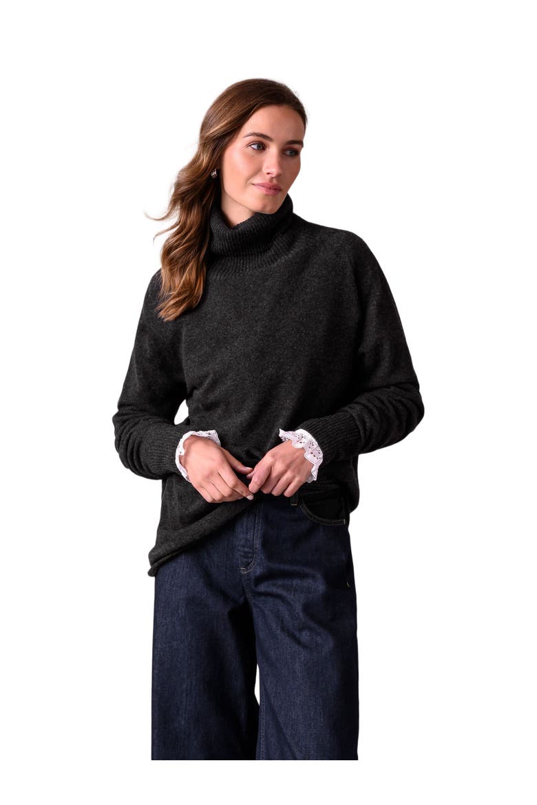 Geelong Wool Slouch Turtleneck Sweater, Main, color, CHARCOAL