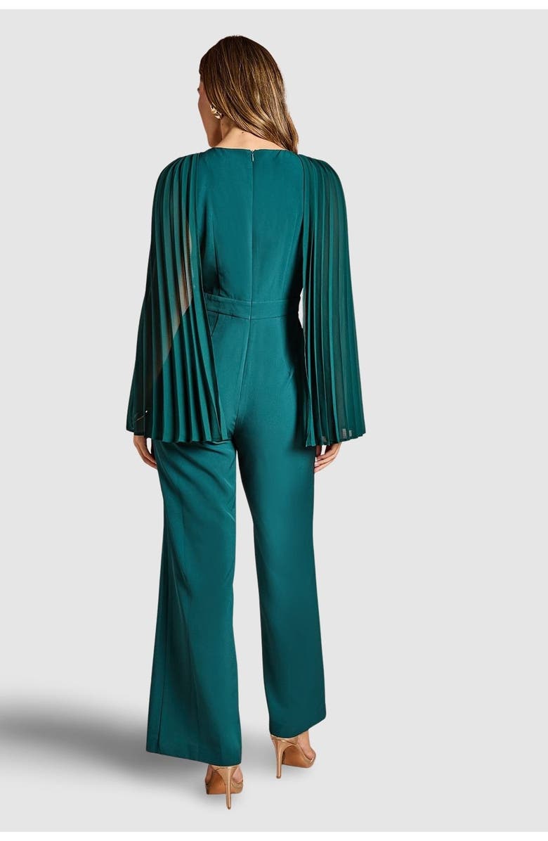 Coast V Neck Pleated Long Sleeve Jumpsuit, Alternate, color, Emerald