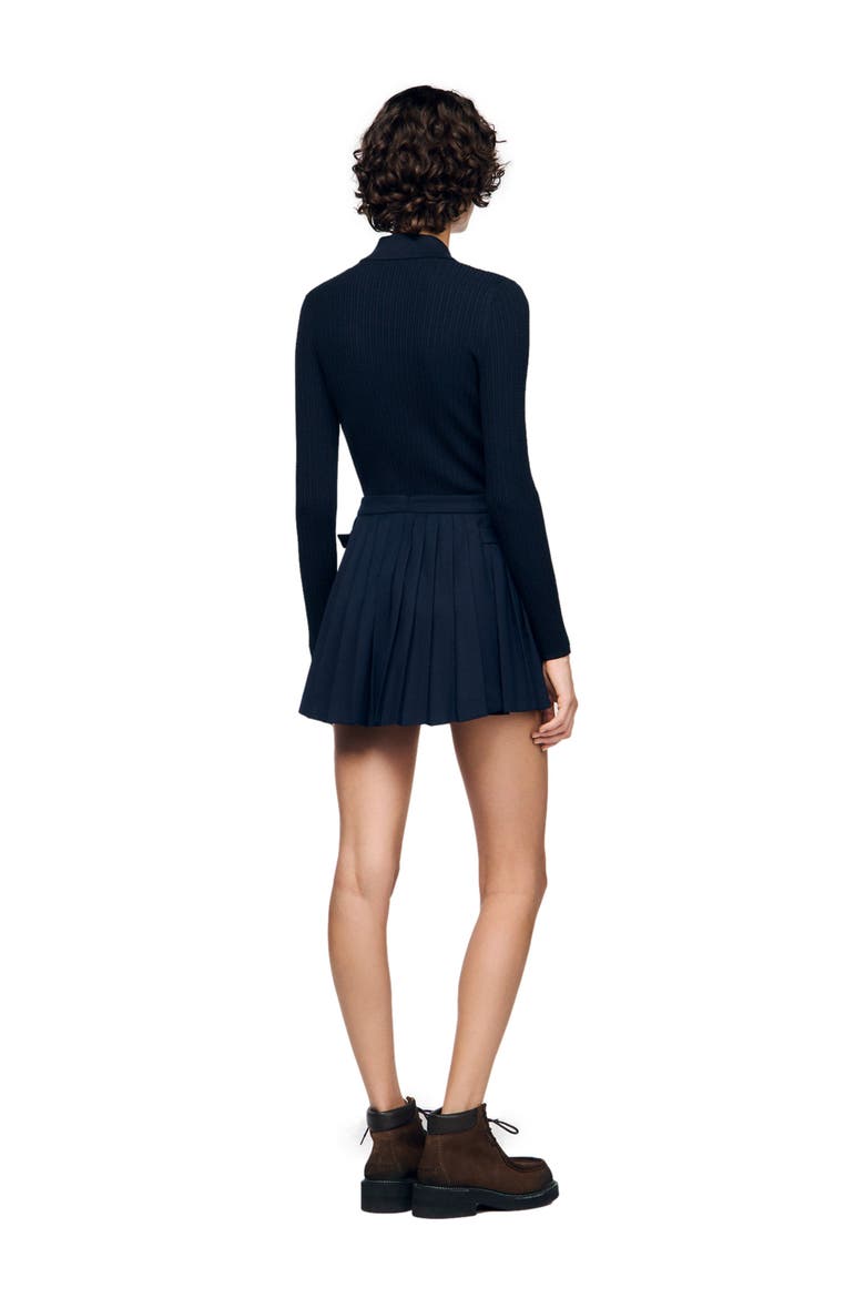 Buckle accent pleated skort, Alternate, color, Navy blue
