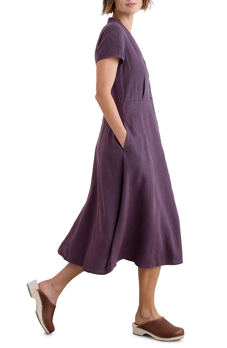 Seasalt Cornwall Carved Wood Linen Midi Dress, Alternate, color, Sloe