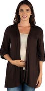 24seven Comfort Apparel Maternity Open Front Elbow Length Sleeve Cardigan