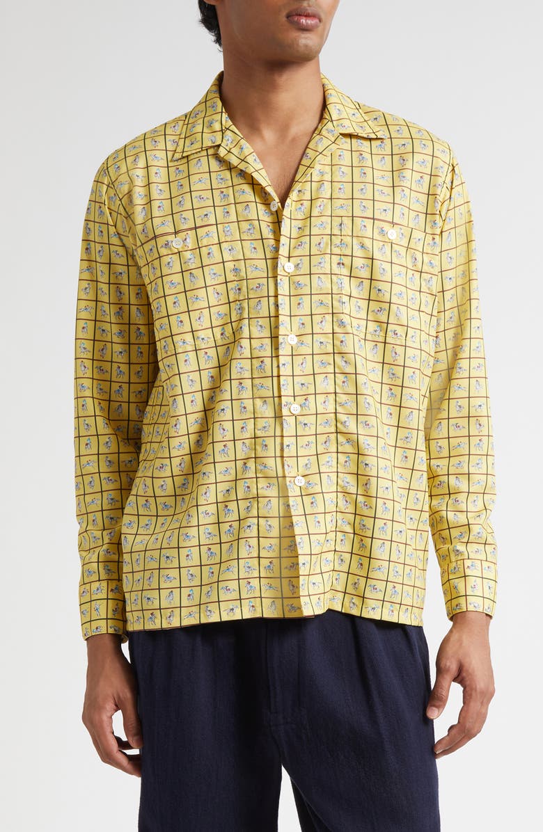 BEAMS Derby Tattersall Camp Shirt, Main, color, 55 Yellow