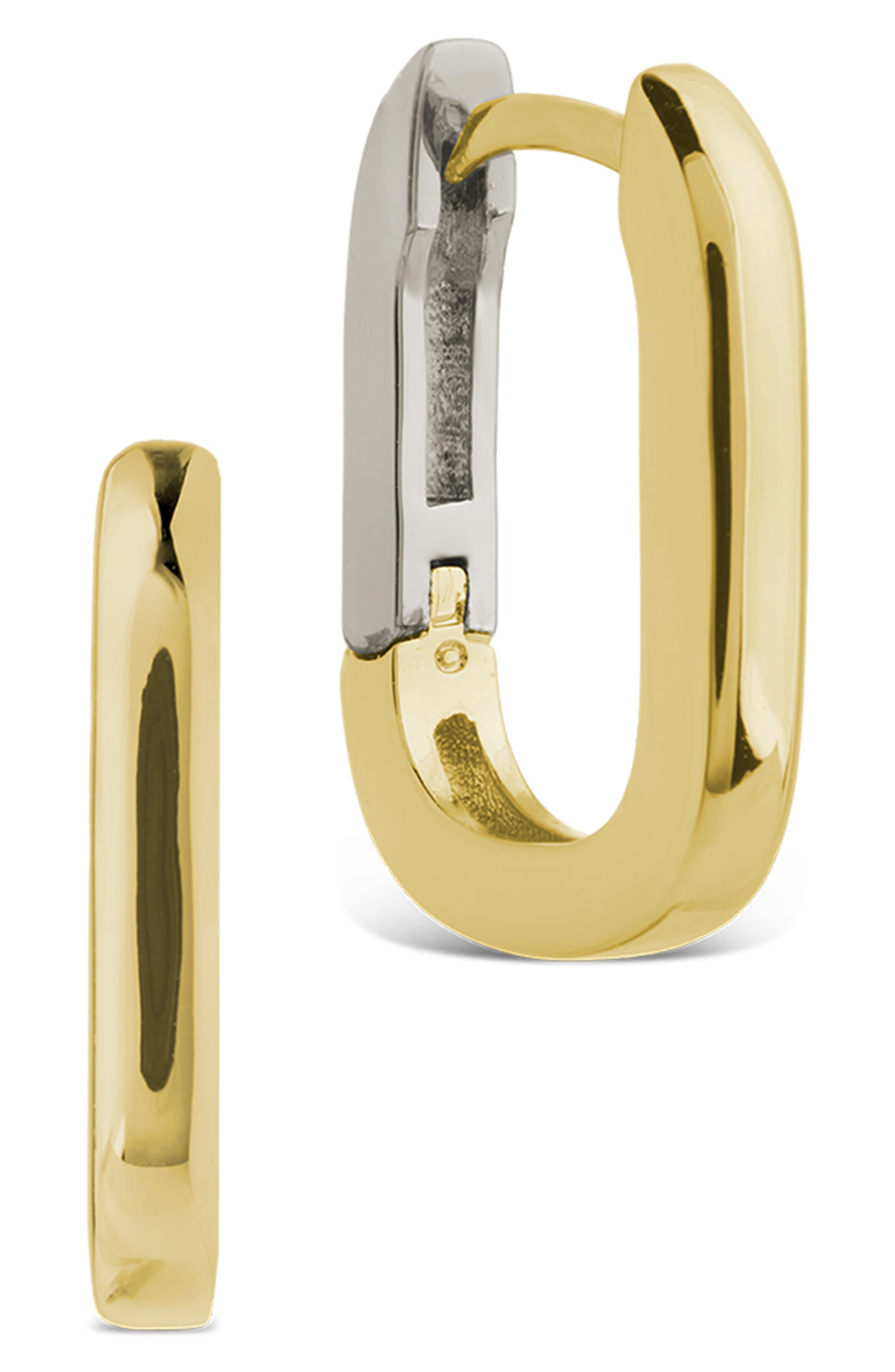 Sterling Forever Gianna Two-Tone Rectangular Hoop Earrings