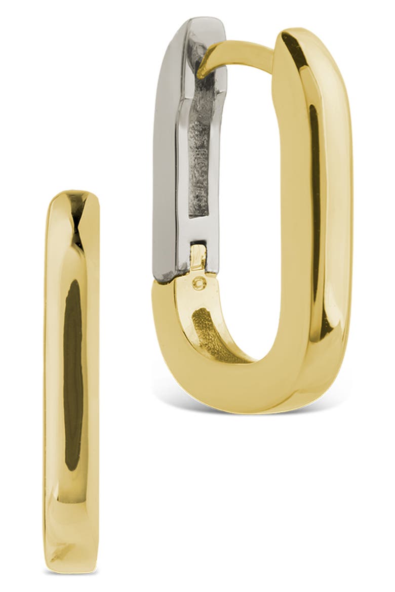 Gianna Two-Tone Rectangular Hoop Earrings, Main, color, DUAL TONE