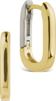 Sterling Forever Gianna Two-Tone Rectangular Hoop Earrings
