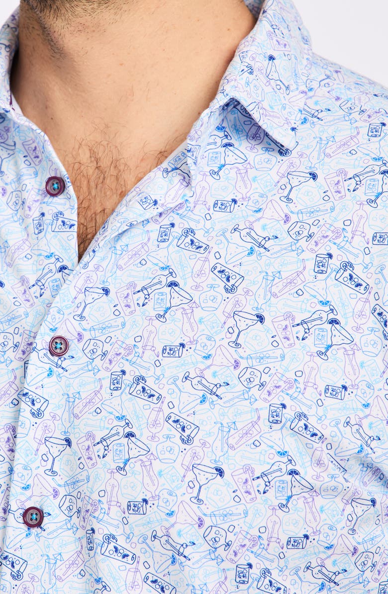 Robert Graham Short Sleeve Stretch Cotton Button-Up Shirt, Alternate, color, Blue