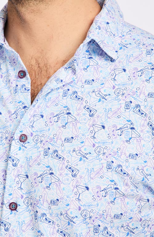 Robert Graham Short Sleeve Stretch Cotton Button-up Shirt In Blue