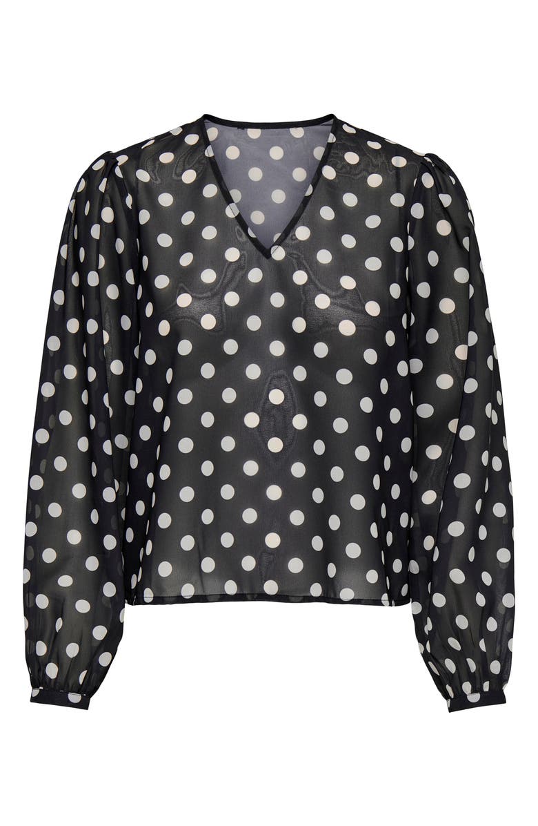 Only Fedja Polka Dot Long Sleeve Woven Top, Alternate, color, Black/ White Dots