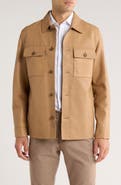 BOSS Malid Leather Button-Up Shirt Jacket