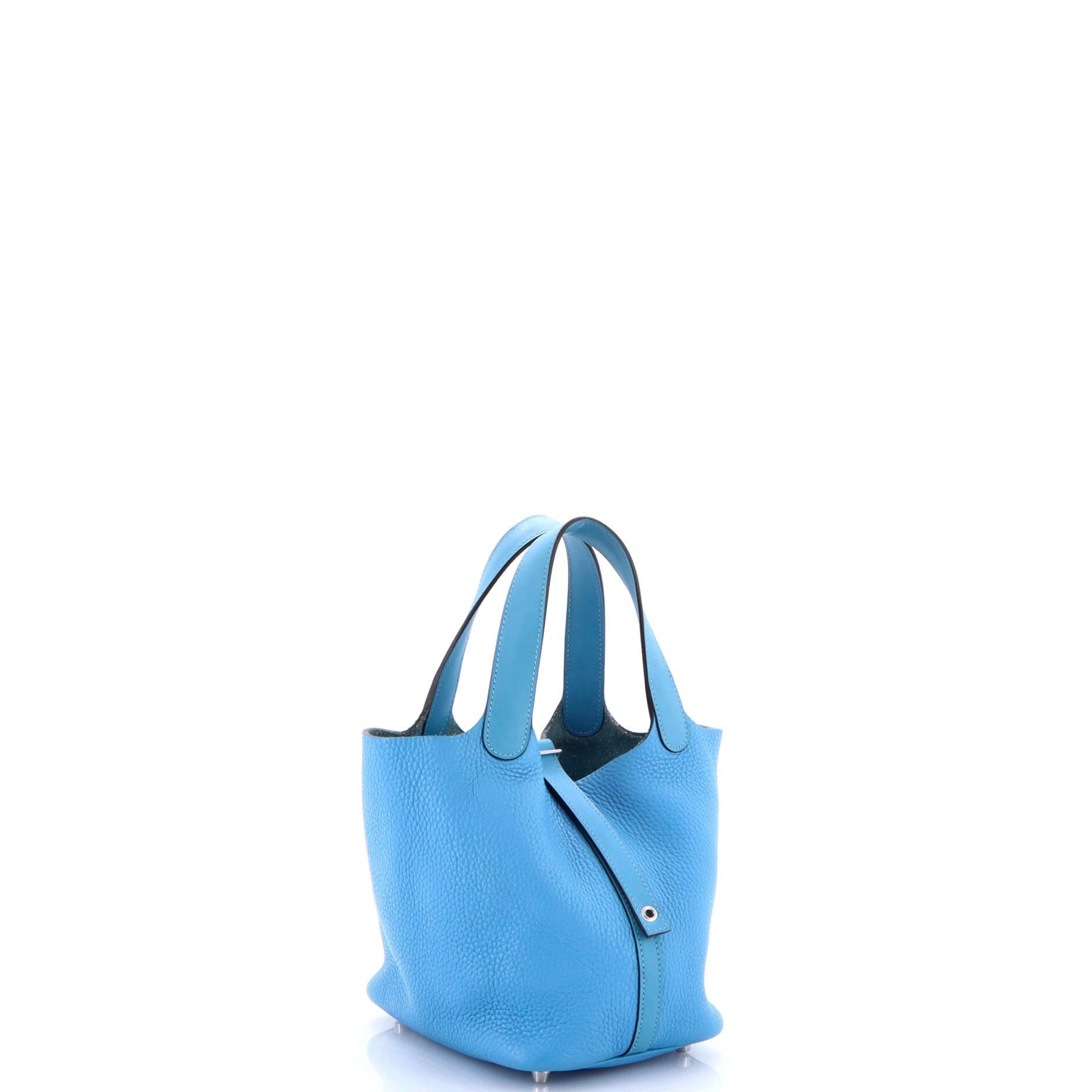 Pre-Owned Hermes Picotin Lock Bag Clemence PM, Alternate, color, Bleu Paradis
