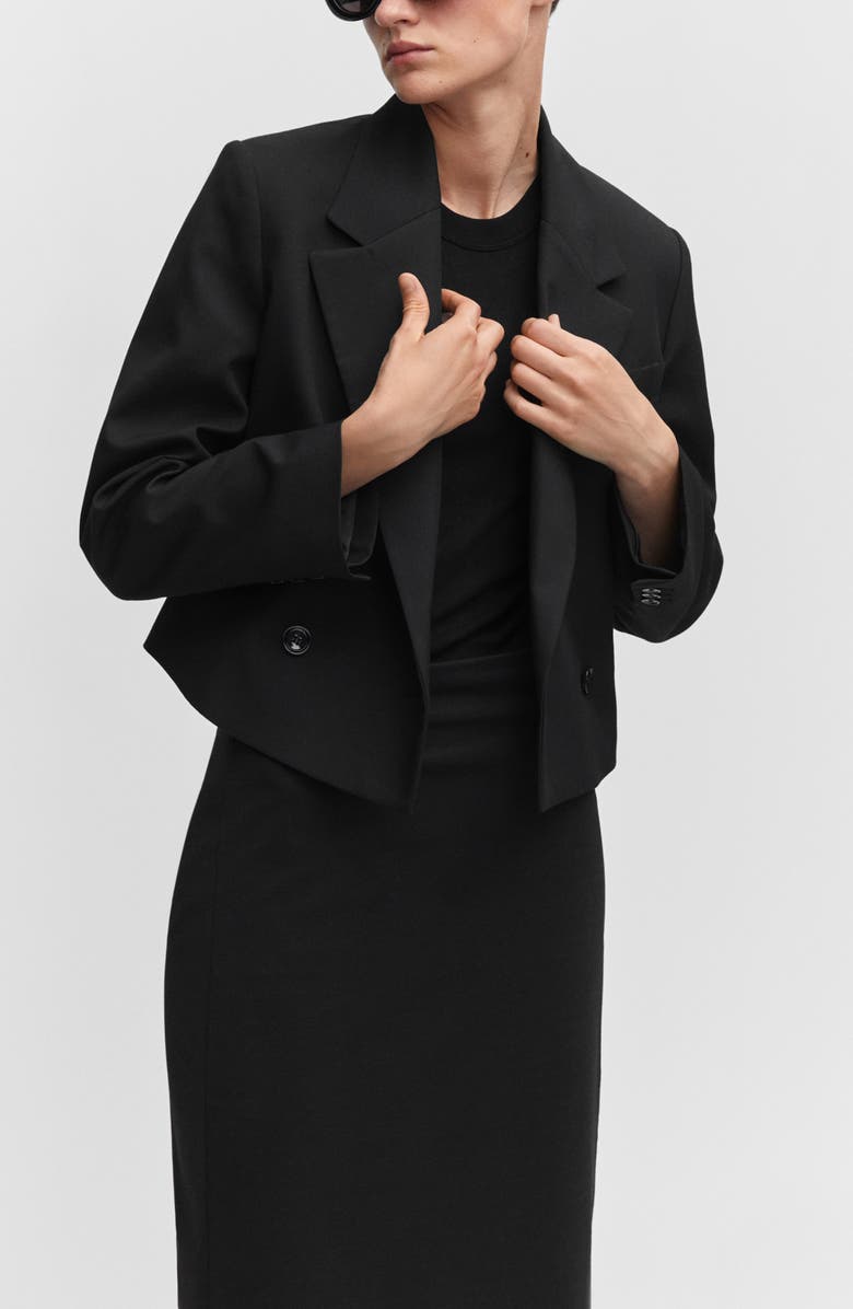 MANGO Fitted Back Slit Midi Skirt, Alternate, color,