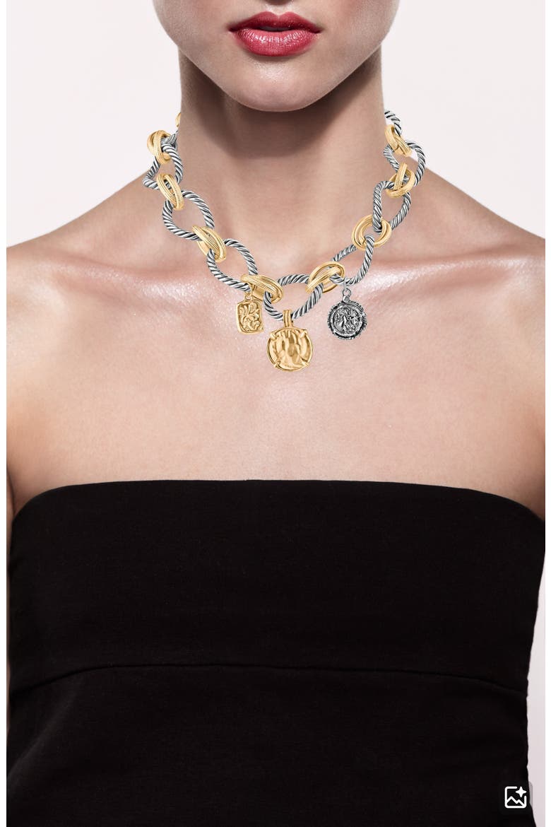 Two-Tone Coin Charm Necklace (Nordstrom Exclusive), Alternate, color, GOLD/ SILVER