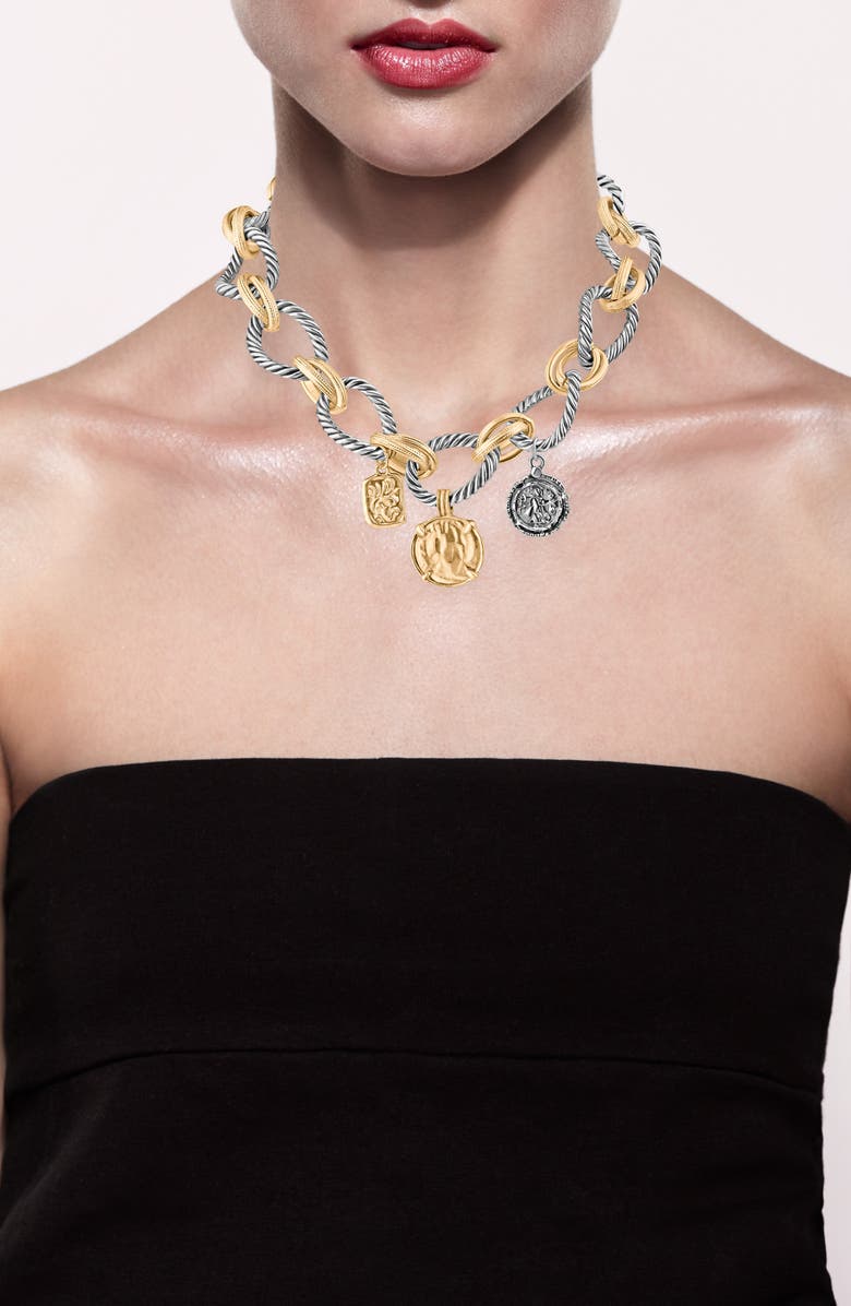 JARDIN Two-Tone Coin Charm Necklace, Alternate, color, Gold/ Silver