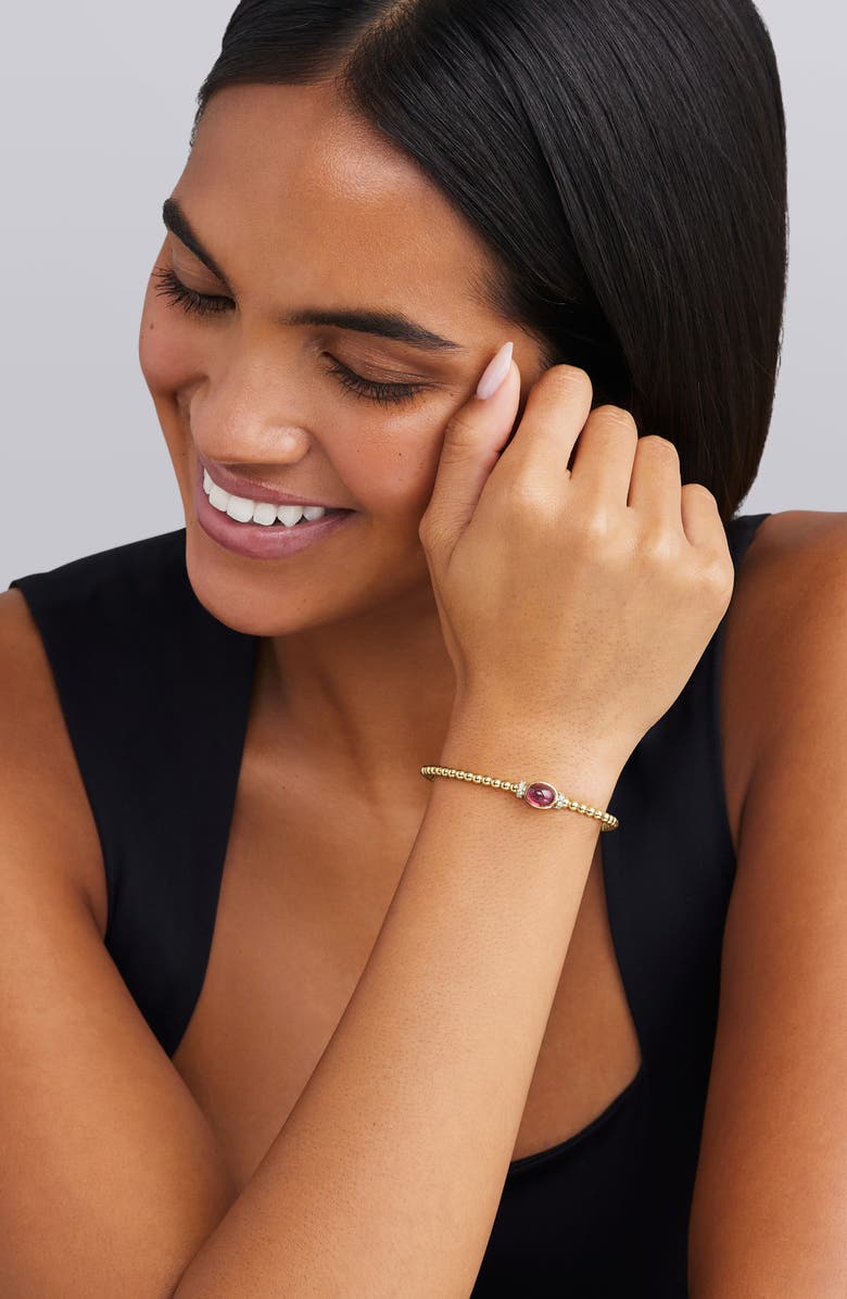 LAGOS Rhodolite Garnet & Diamond Caviar Cuff Bracelet, Alternate, color, Gold
