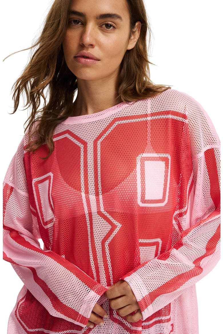 Women's The Long Sleeve Mesh Graphic Tee, Alternate, color, 98 Barbados  Fairy Tale