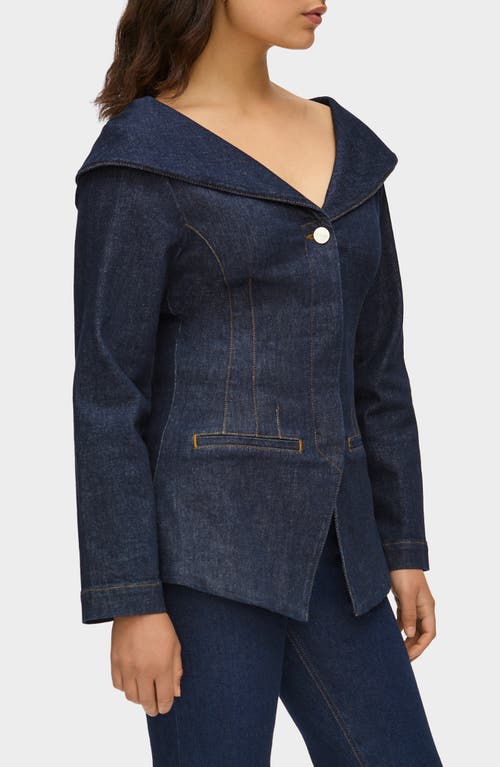 Aligne Elle Shawl Collar Denim Jacket In Blue
