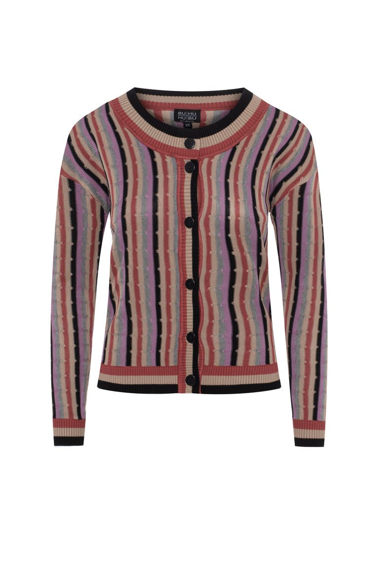 Textured Knit Striped Button Front Cropped Cardigan, Main, color, Multi