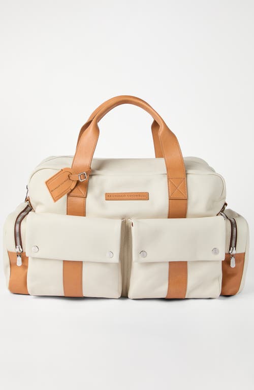 Brunello Cucinelli Calfskin And Cowhide Duffle Bag In White
