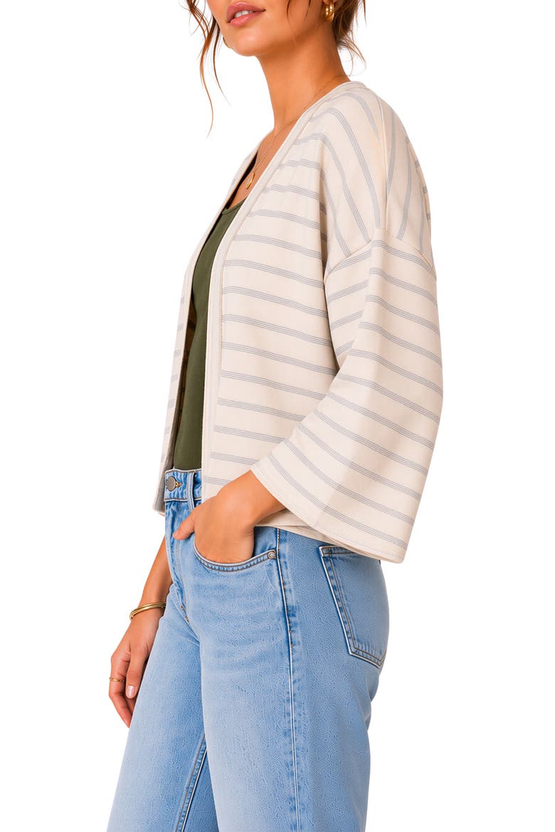 Slub Knit Striped Cardigan, Alternate, color, GREY
