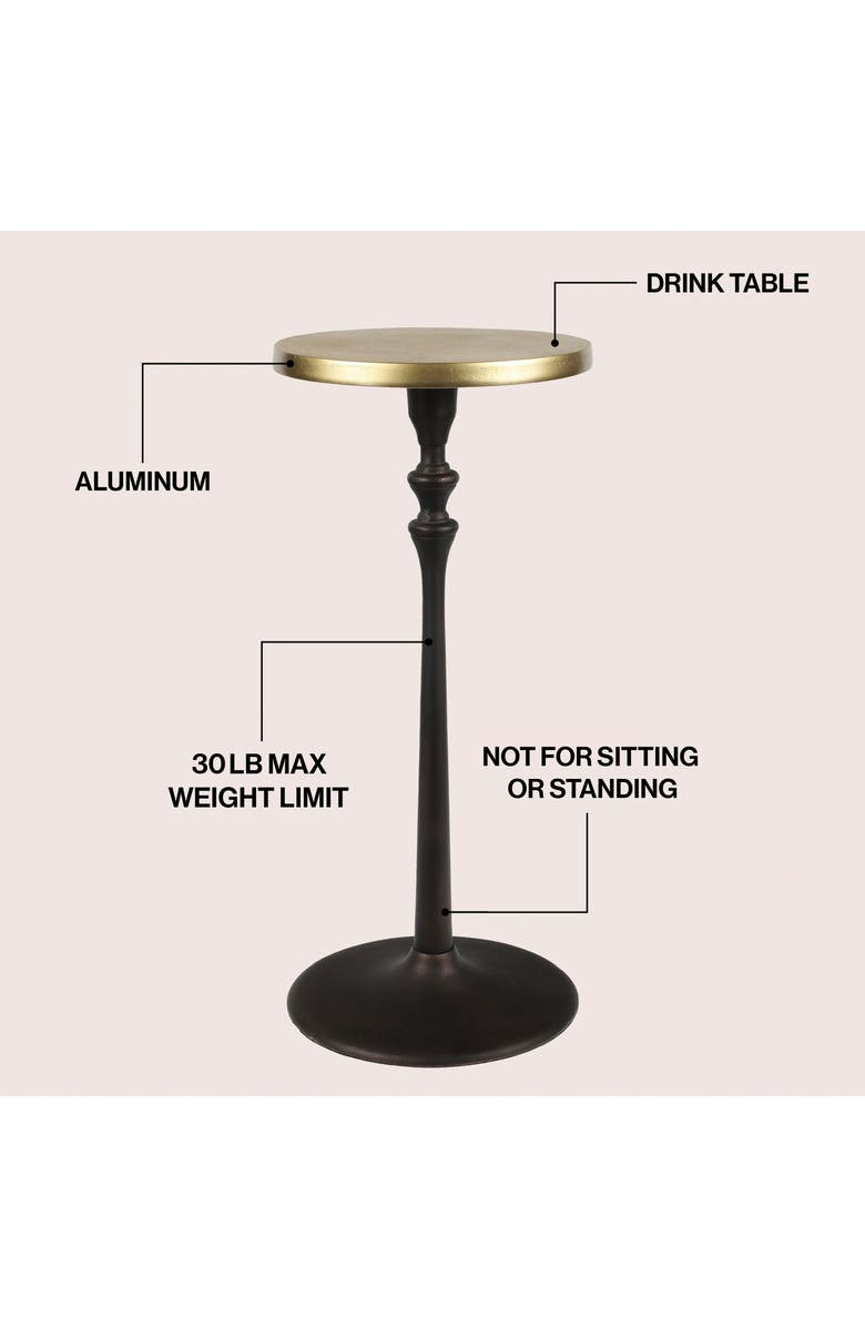 JONATHAN Y Lulu 19.5" Art Deco Classic Pedestal Round Metal Drink Table and Decorative End Table, Alternate, color, Oil Rubbed Bronze/Gold