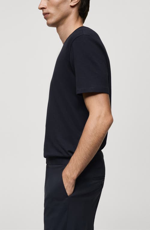 Mango Regular Fit Medium Weight Cotton T-shirt In Blue