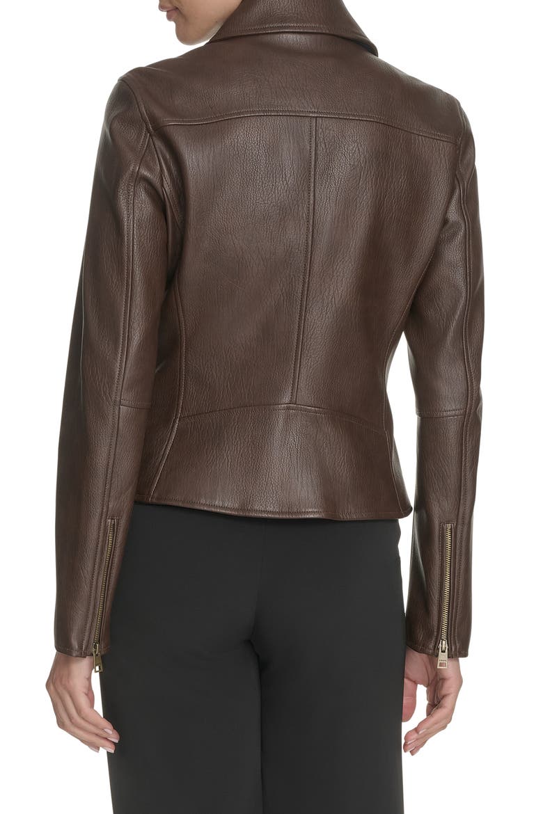 Racer Faux Leather Jacket, Alternate, color, DARK BROWN