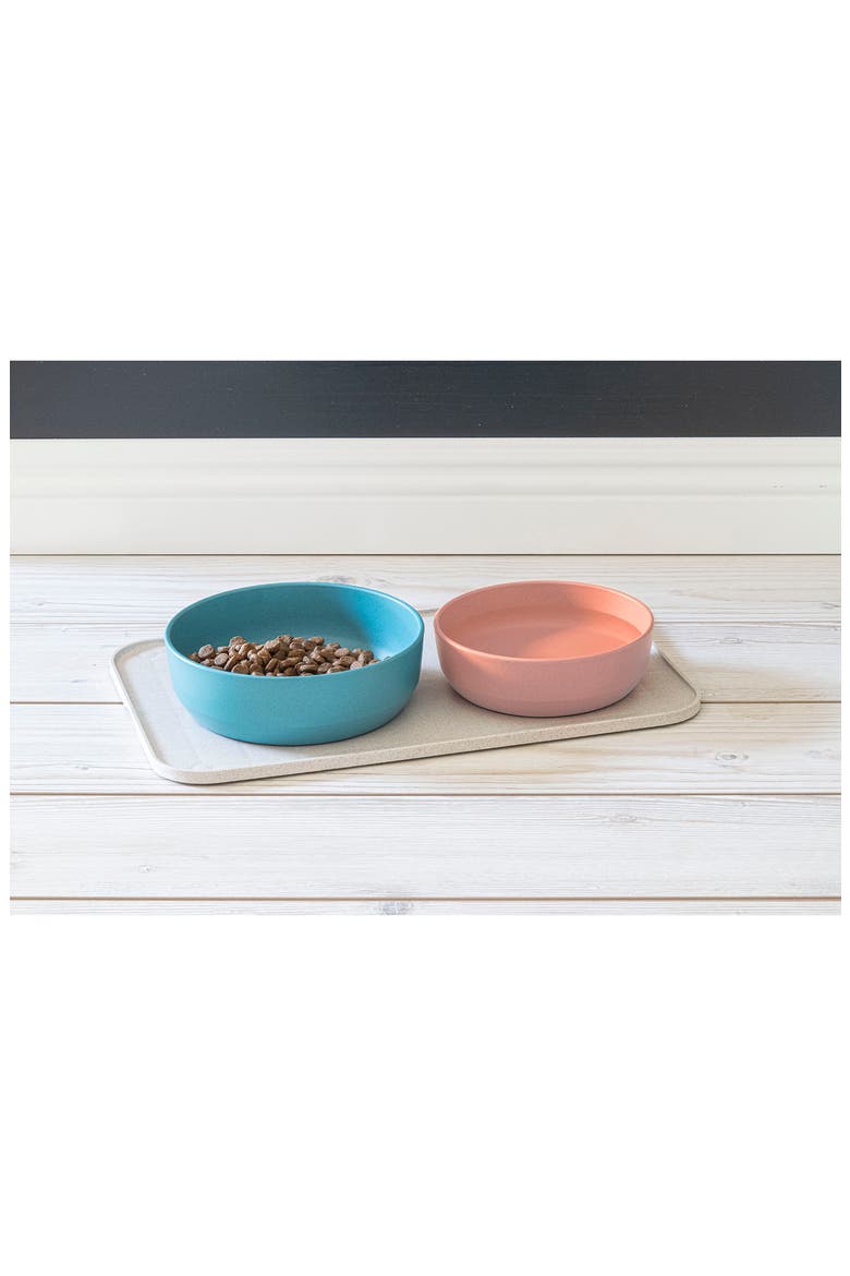 Three-Piece Medium Bevel Bowls & Slip Mat Set, Alternate, color, CORAL