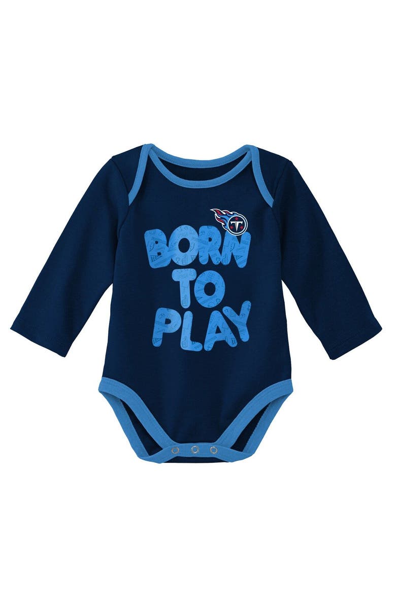 Outerstuff Newborn & Infant Navy/Heathered Gray Tennessee Titans Born To Win Two-Pack Long Sleeve Bodysuit Set, Alternate, color, Navy