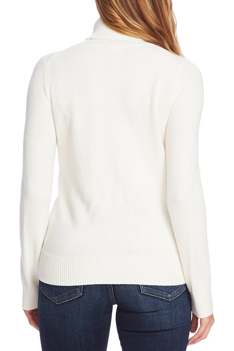 Heart Embellished Turtleneck Sweater, Alternate, color, ANTIQUE WHITE