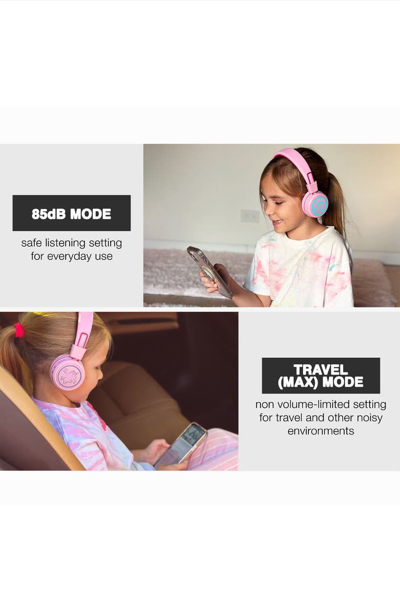 MEE audio KidJamz KJ55BT (2 Pack) Bluetooth Wireless Headphones for Kids w/ LED Lights, Alternate, color, Black/Pink