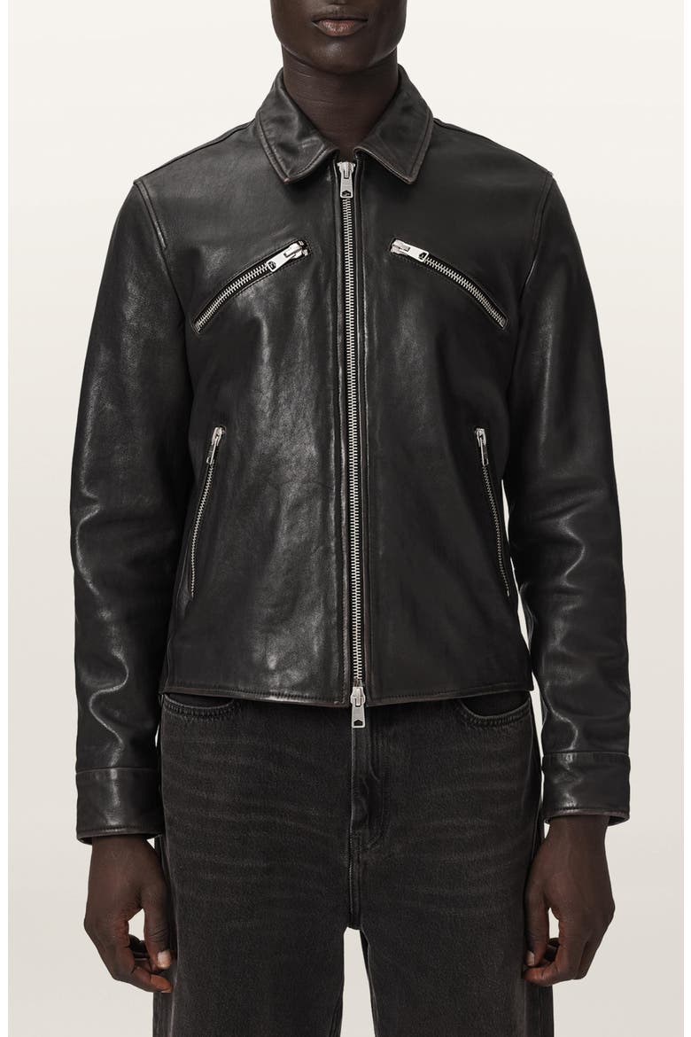 Verdi Leather Jacket, Main, color, BLACK