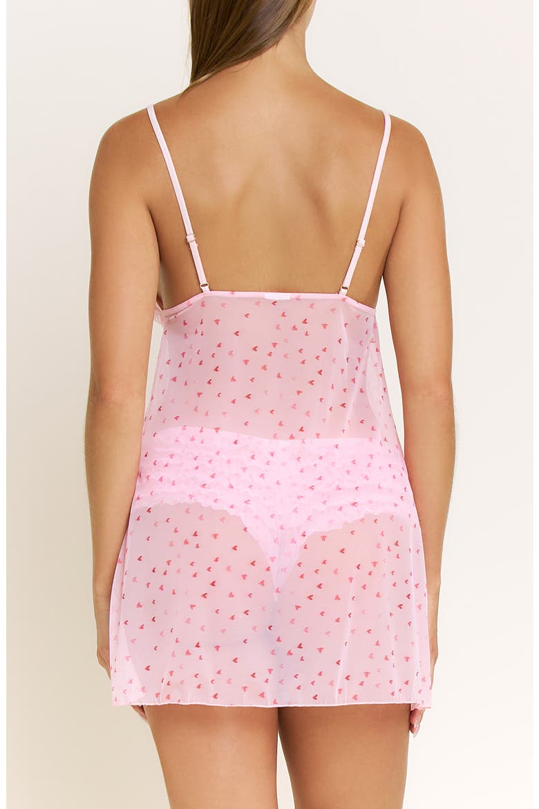 Rumba Floral Ruffle Sheer Chemise, Alternate, color, MARZIPAN