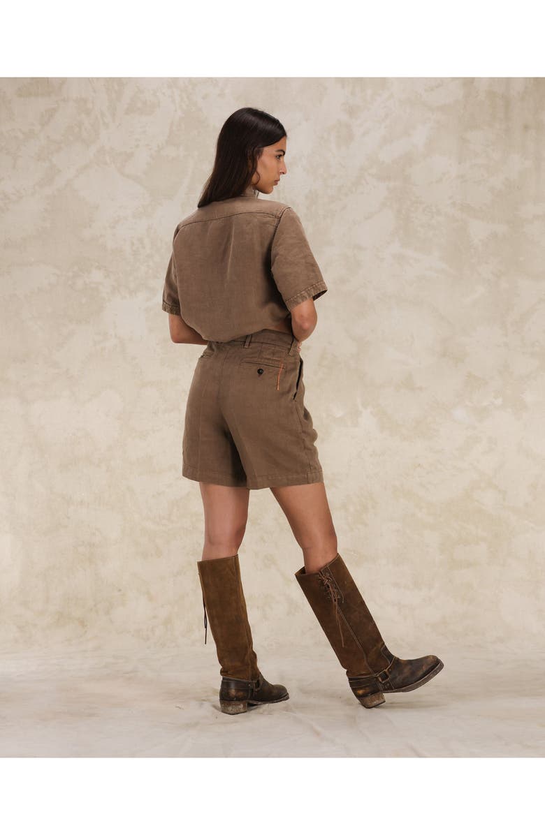 Fortela Beachshort Linen Short with Pleats, Alternate, color, Mou