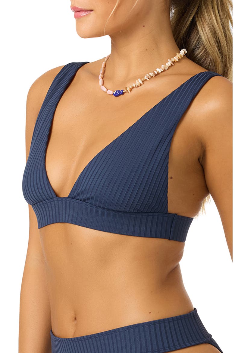 Shorebreak Rib Cancun Bikini Top, Alternate, color, NAVY