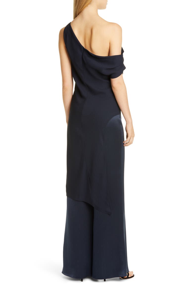 One-Shoulder Draped Tunic Dress, Alternate, color, NAVY