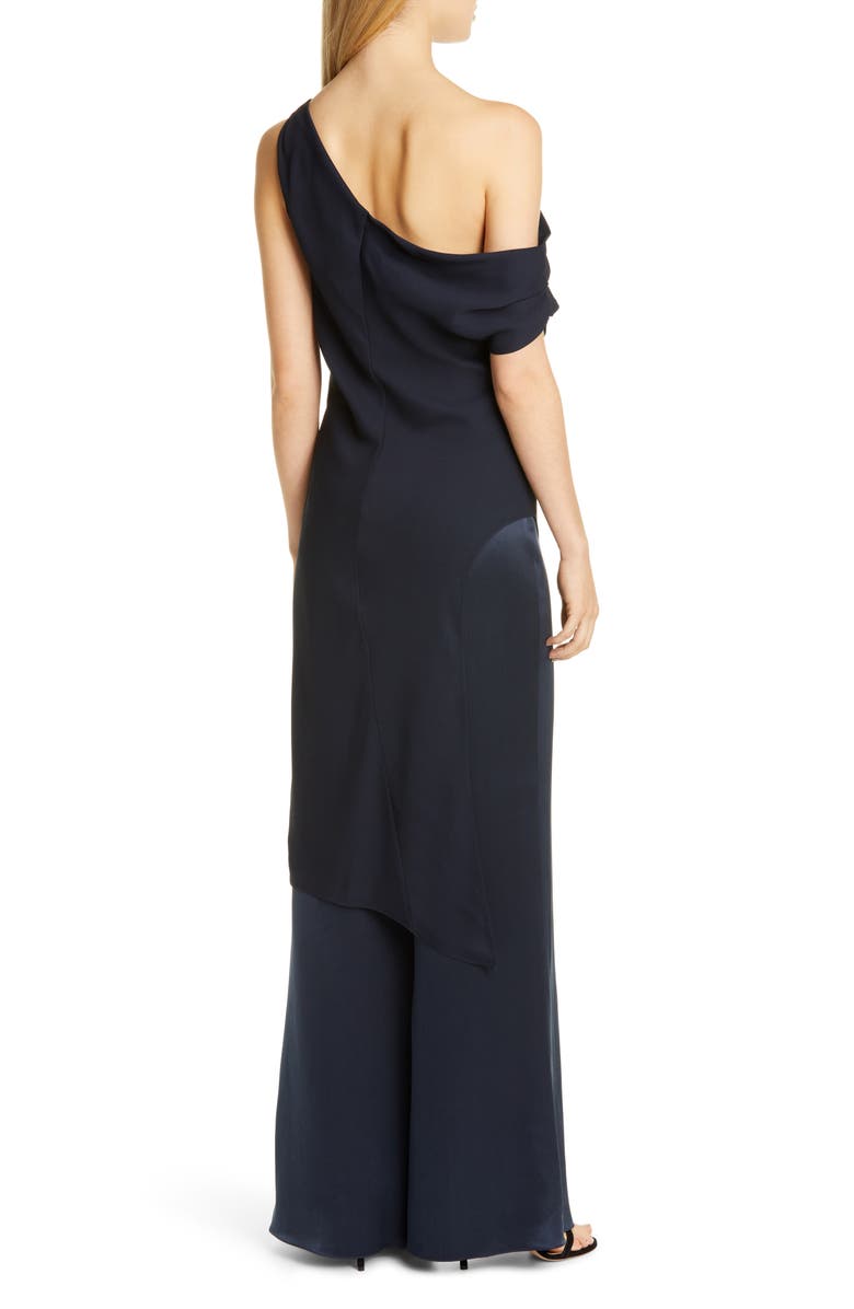 CUSHNIE One-Shoulder Draped Tunic Dress, Alternate, color, 