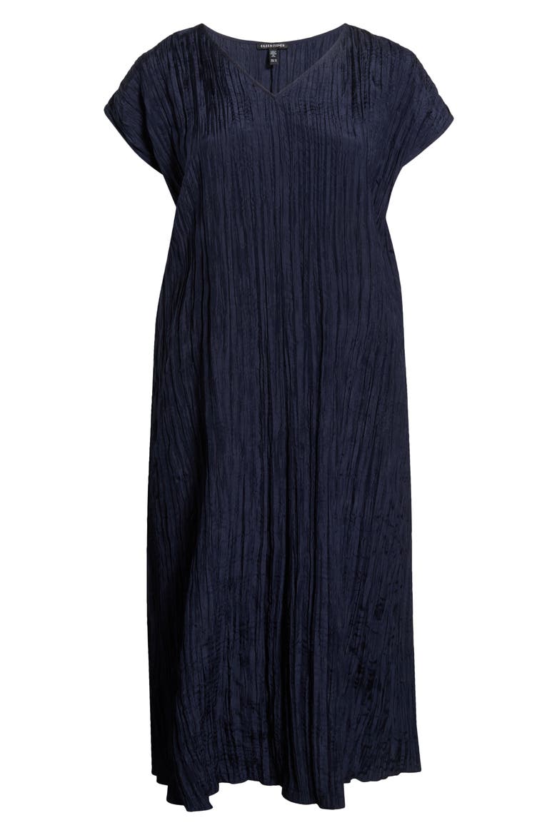 Cap Sleeve Silk Midi Dress, Alternate, color, INK