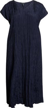 Eileen Fisher Cap Sleeve Silk Midi Dress