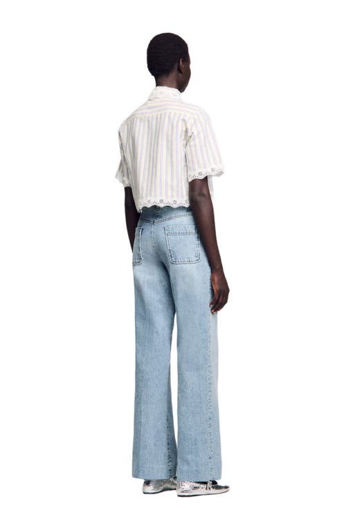 Sandro Striped Cropped Shirt In Multi