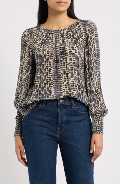 Print Blouson Sleeve Top