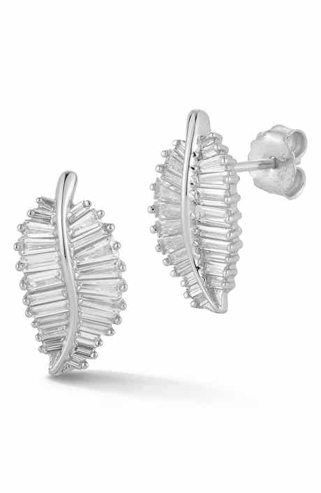 GLAZE JEWELRY Sterling Silver Leaf Stud Earrings