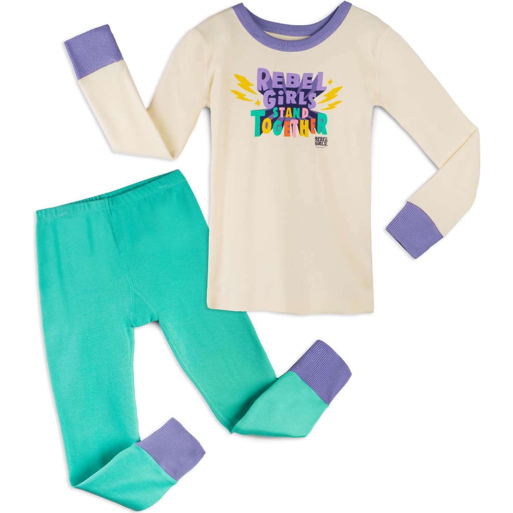 Mightly Rebel Girls 100% Organic Cotton Long Sleeve Snug Fit Kids Pajamas In Rebel Graphic
