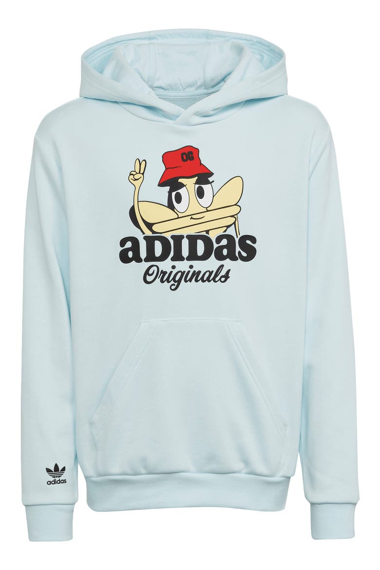Kids' Trefoil Hoodie, Main, color, ALMOST BLUE