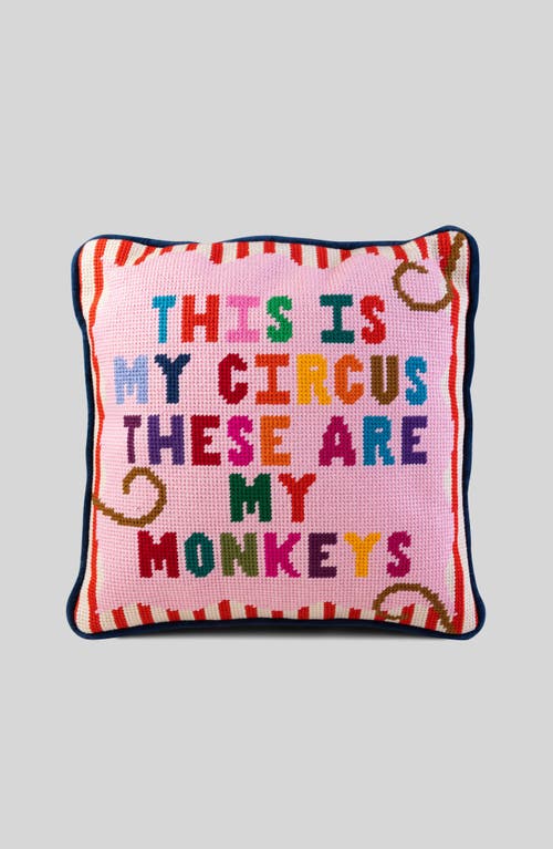 Furbish My Circus Needlepoint Pillow In Blue, Pink