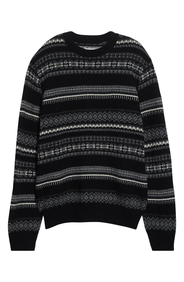 TAKAHIROMIYASHITA TheSoloist. Fair Isle Wool Creweck Sweater, Alternate, color, Black Mono